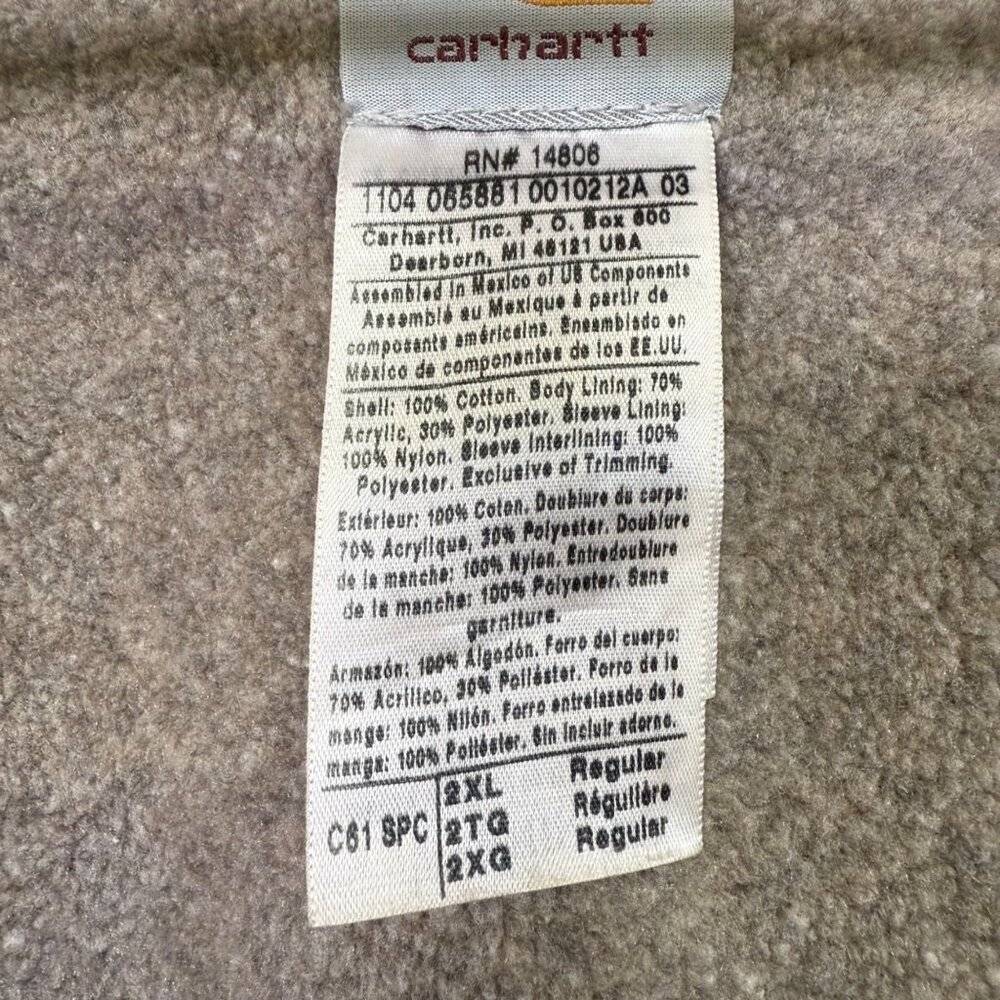 Carhartt C61 SPC Spruce Green Mens 2XL R Sherpa Lined Work Jacket Canvas Chore - Picture 5 of 16
